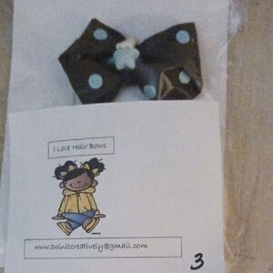 Brown Polka Dot Kids Hair Bow